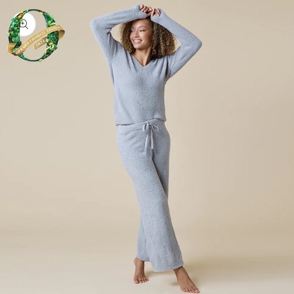 Softies Solid Marshmallow V-Neck Lounge Pajama Set in Grey New in Bag with Tags - Picture 1 of 6
